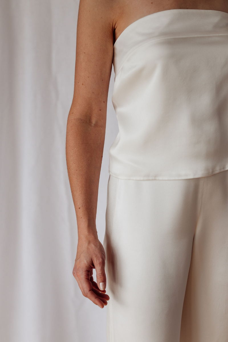 Silk strapless top discount