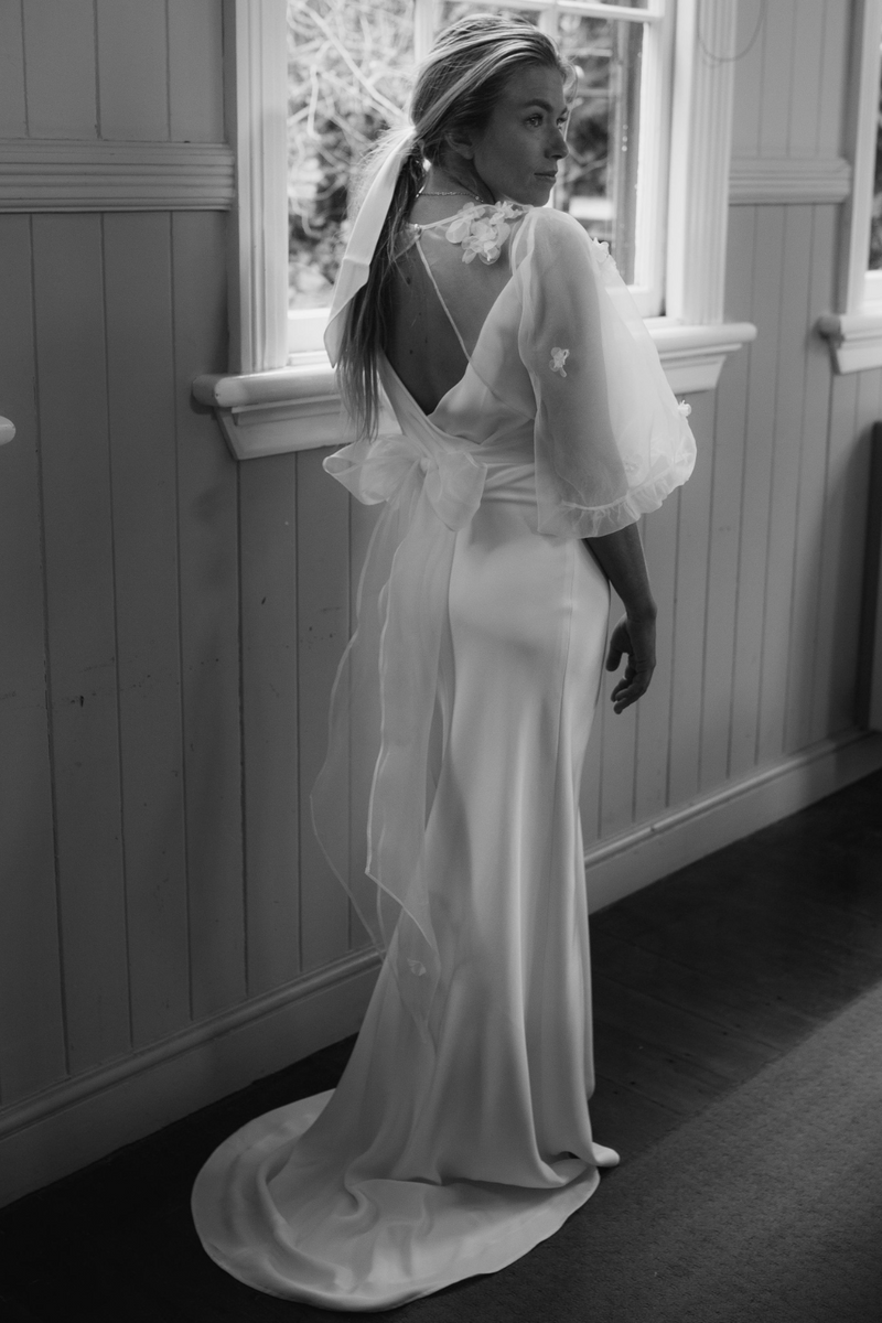 Floor length white sales slip